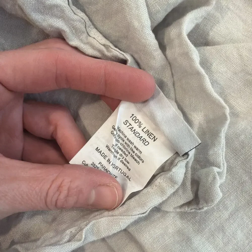 Parachute King/cal King Grey Linen Flat Sheet NEW